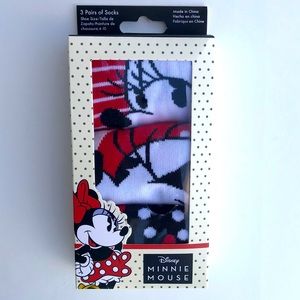 Disney Minnie Mouse Set of 3 Pairs Ankle Socks 🎀